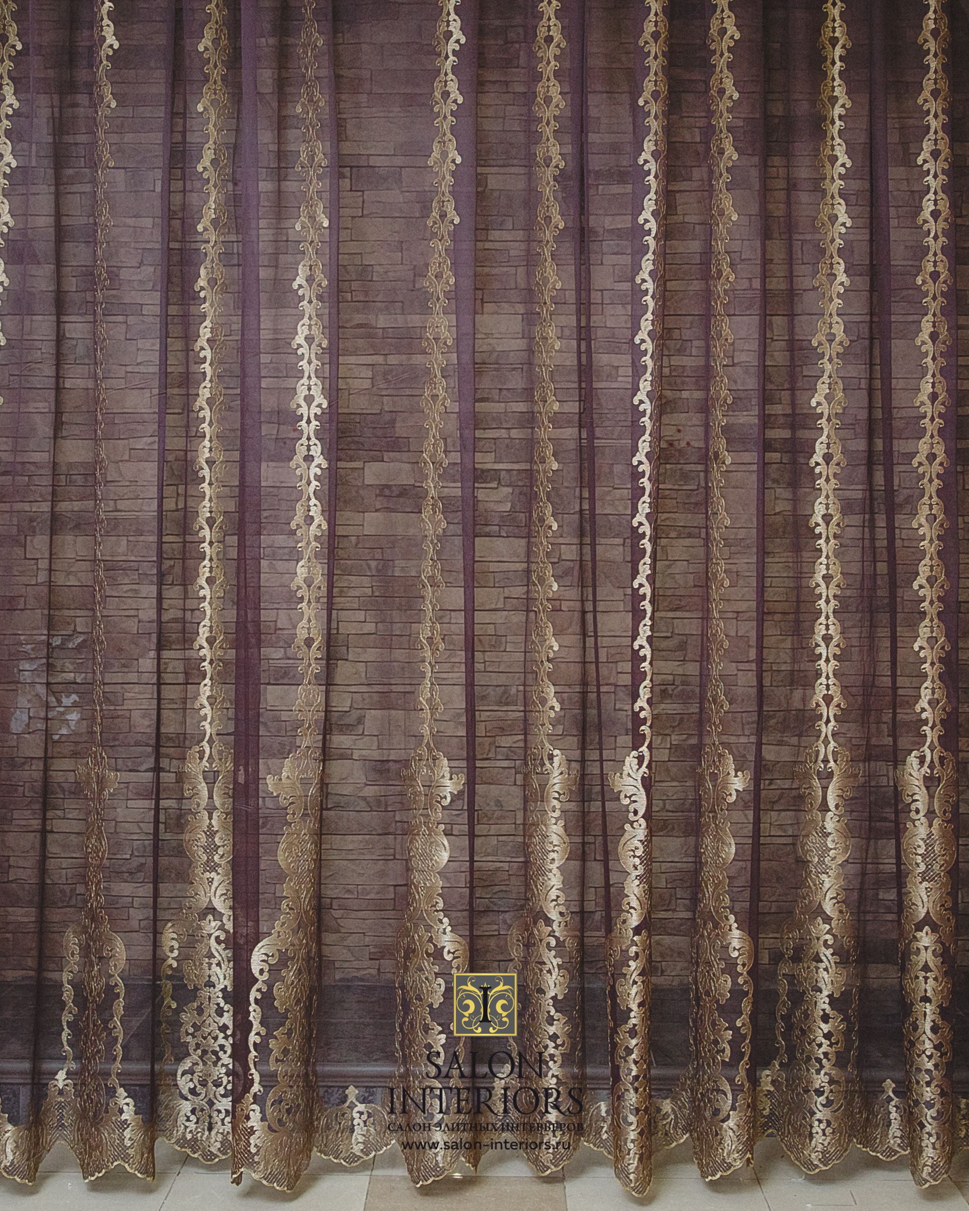Тюль "ЭЛЕОНОРА" Арт 00437-1 Цвет Баклажан высота 295см рапп. 45см Италия
