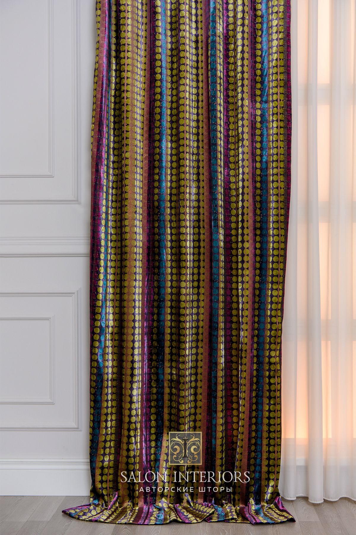 Ткань "Миссони шары " Арт 071106D-56 Цвет Фиолетовый-зел 140см Испания