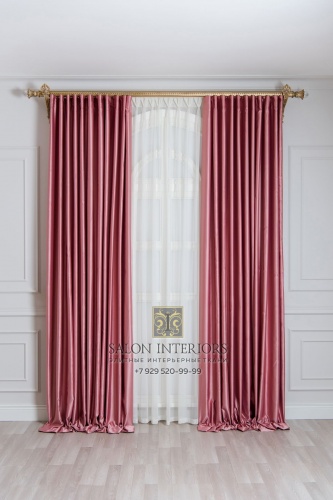 Комплект готовых штор на ленте "Сатен" Арт 11164-154-6065-4 Цвет Розовый 280х300см