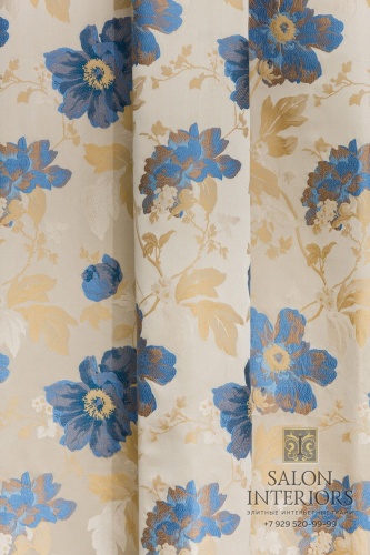 Ткань "ЭЛЬЗА" цветы D-003 Цвет Крем-голубой рапп. 50см шир.140см Германия